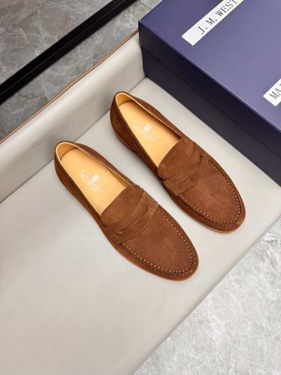 J.M.WESTON Brown calfskin Leather Shoes-J.M.WESTON Man Business Leather Shoes